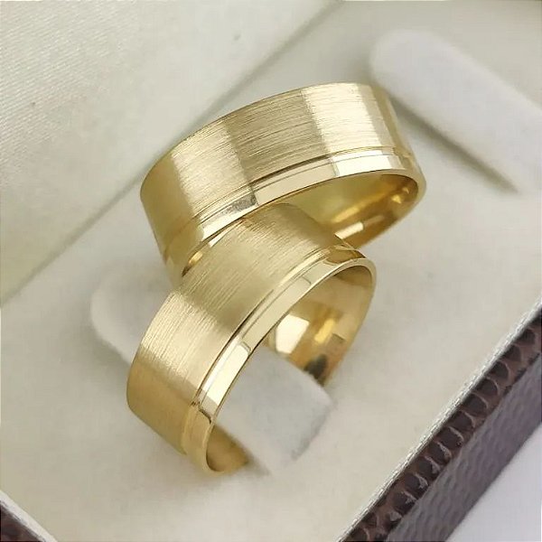 PAR DE ALIANÇA 10MM LIXADA COM FRISO