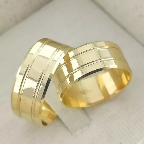 PAR DE ALIANÇA 10MM ITALIANA COM 2 FRISOS