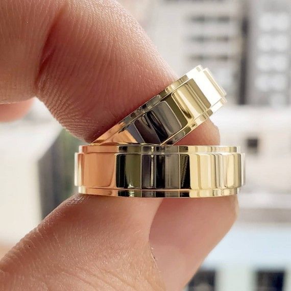 PAR DE ALIANÇA 6MM COM LATERAIS REBAIXADAS
