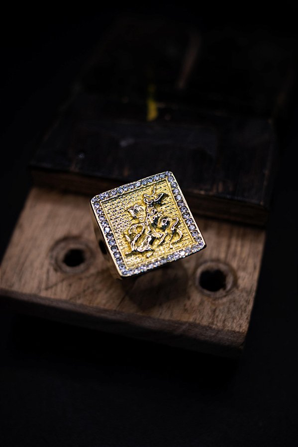 ANEL SÃO JORGE CRAVEJADO - MOEDA ANTIGA