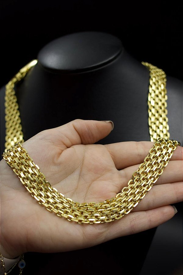 CORRENTE ESTEIRA CADEADO DE 15mm (NINO ABRAVANEL) - BANHADA A OURO