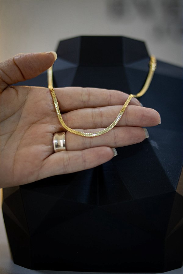 CORRENTE ESTEIRA LAMINADA 4MM 45cm - BANHADA A OURO