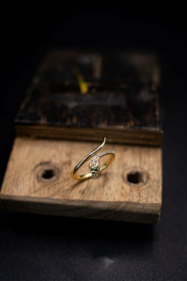 ANEL COBRA CRAVEJADA - BANHADO A OURO