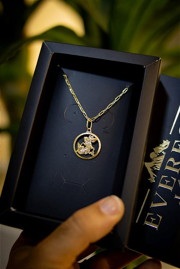 KIT CORRENTE + PINGENTE - BANHADO A OURO