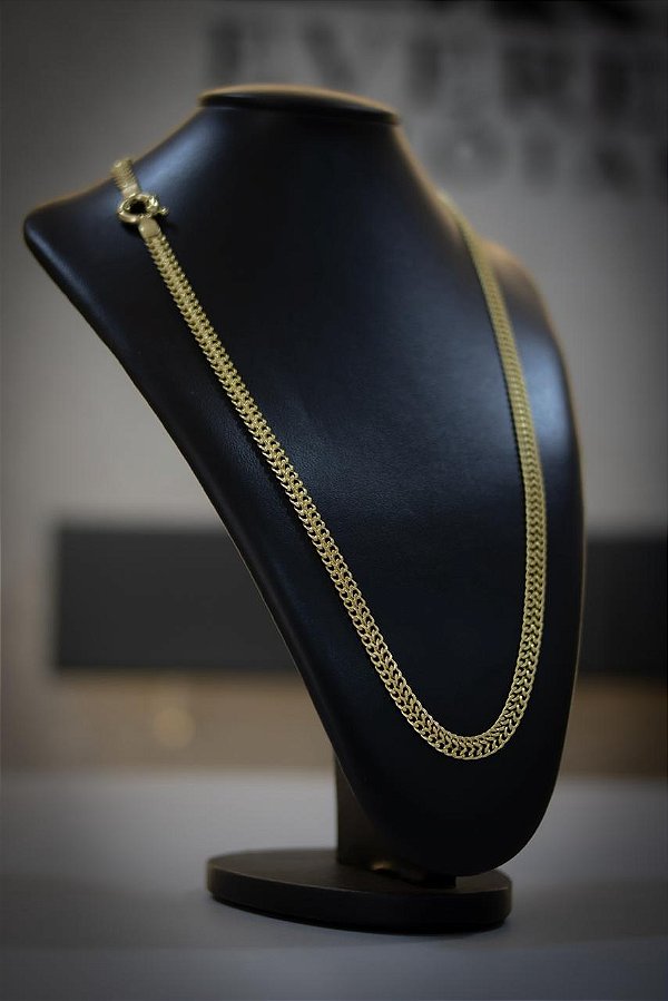 CORRENTE ESTEIRA PITBULL DE 6MM FECHO BOIA - BANHADO A OURO