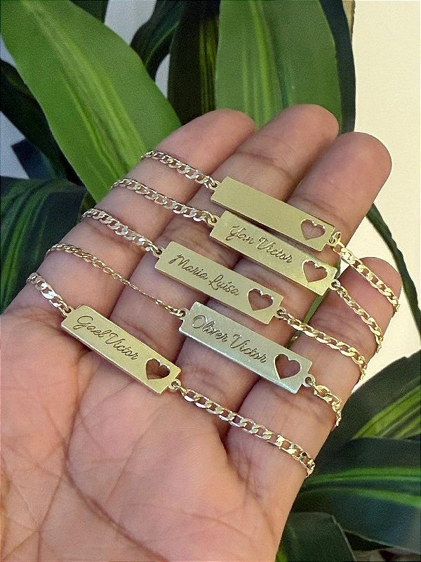 PULSEIRA INFANTIL PERSONALIZADA - BANHADA A OURO