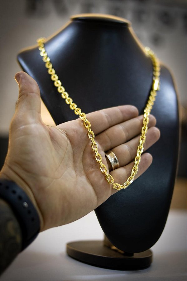 CORRENTE CADEADO QUINA DE 6MM - BANHADA A OURO