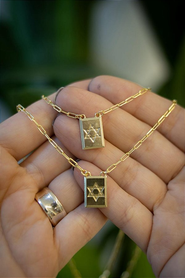 ESCAPULARIO - ESTRELA DE DAVI - BANHADO A OURO