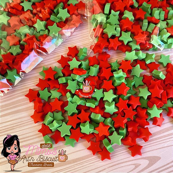 Confeitos Estrela Natalina em Biscuit (20 Gramas Pct)