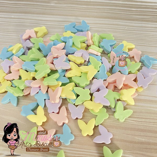 Confeitos Borboleta Candy Colors em Biscuit (20 Gramas Pct)