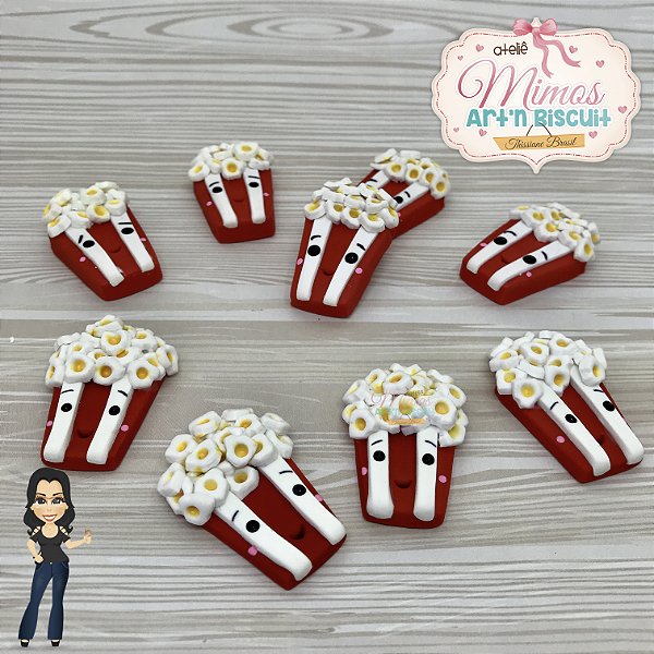 Aplique Saquinho de Pipoca em Biscuit