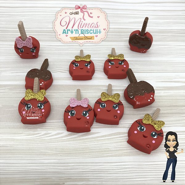 Aplique Maçã Do Amor Em Biscuit