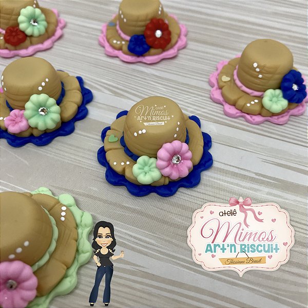 Aplique Chapéu de Caipira 3D em Biscuit