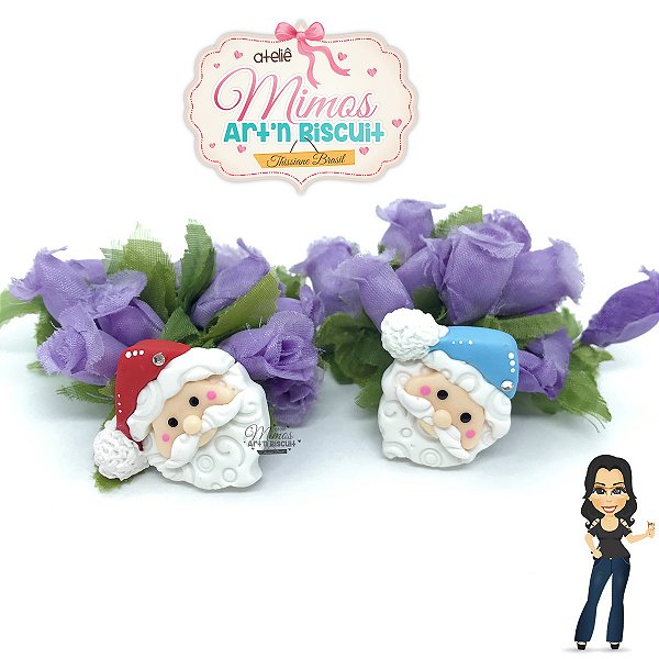 Mini aplique Papai Noel em Biscuit