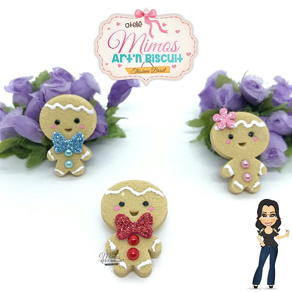 Mini Aplique Ginger De Natal Em Biscuit