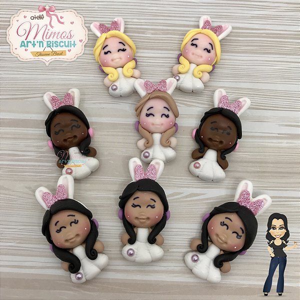 Aplique Menininha Coelha Em Biscuit