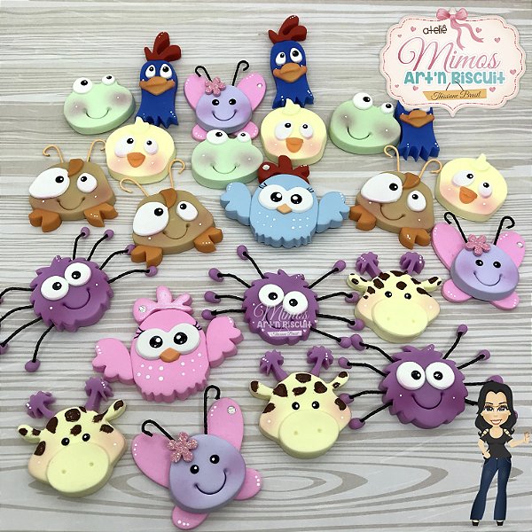 Apliques Turma da Galinha em Biscuit