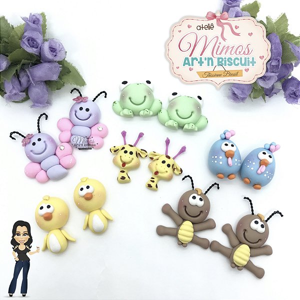 Mini Apliques Turminha da Galinha Em Biscuit