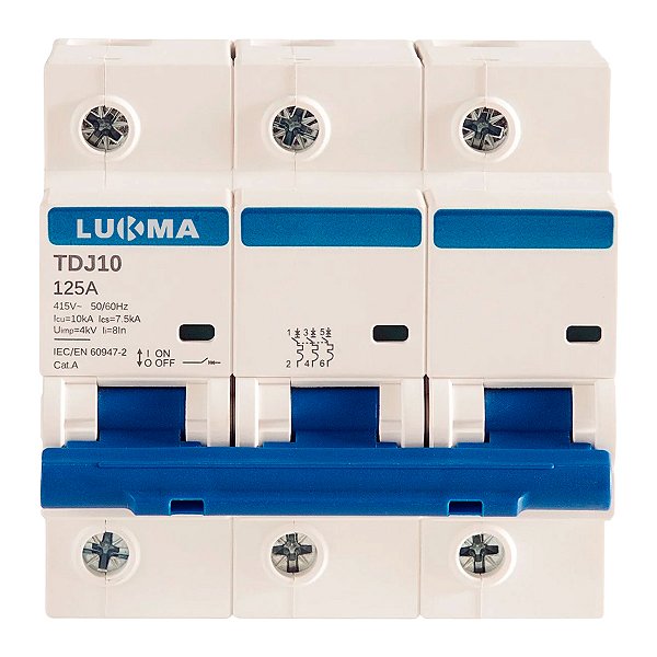Disjuntor Tripolar 70A Curva C Lukma C70 Mini DIN 3kA MDW