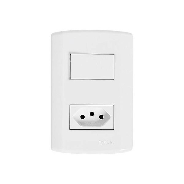 Interruptor 1 Tecla Paralela + Tomada 10A 2P+T Linha Modular Pluzie