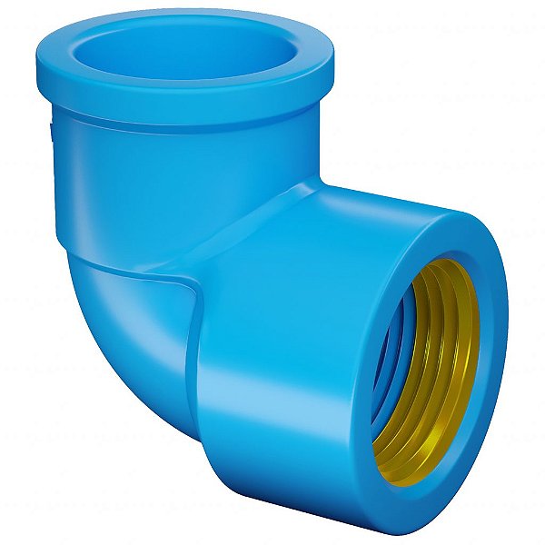 Joelho Azul C/ Bucha Latão 90 X 25 X 1/2 - Fortlev