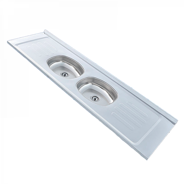 Pia para Cozinha Aço Inox 180x53cm com Cuba Dupla Central