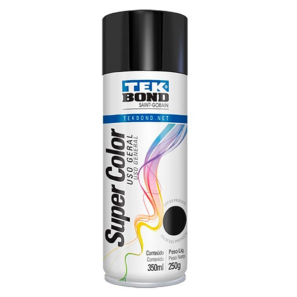 Tinta Spray Preto Brilhante Uso Geral 350ml Tekbond