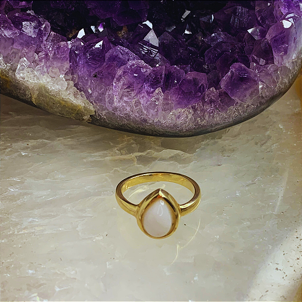 Anel de  Porcelana  Joia banhado a Ouro