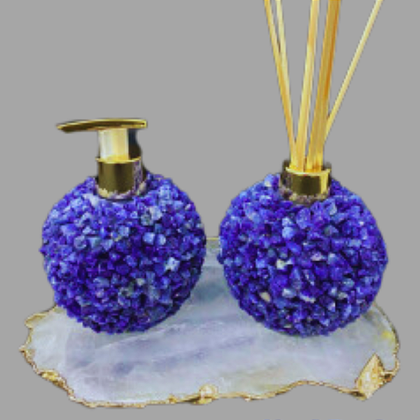 KIT SABONETEIRA E DIFUSOR DE PEDRA BRUTA NATURAL CASA DECORAÇÃO