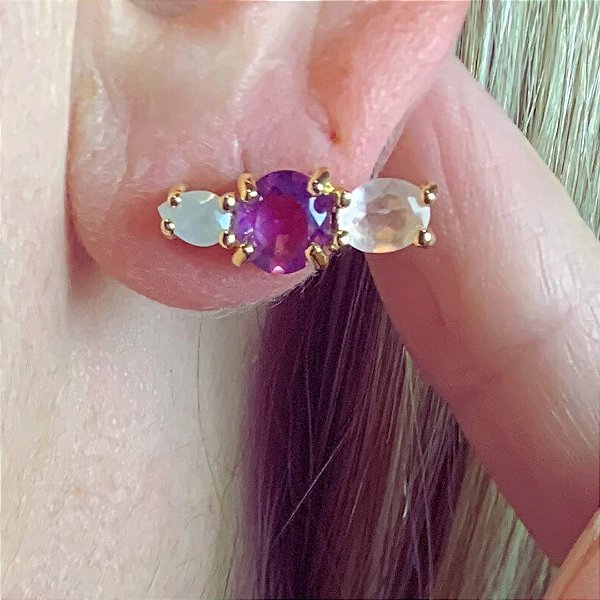 Colar de Ametista Joia Banhado a Ouro