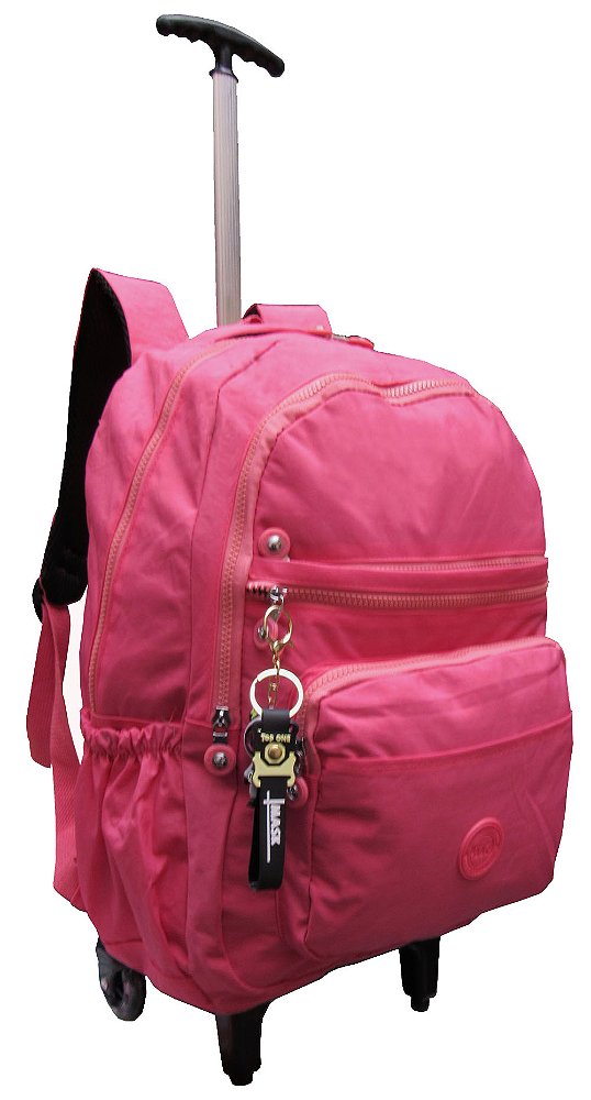 Mochila Tiracolo Feminina Em Tactel Resinado Em Diversas Cores Com Carrinho