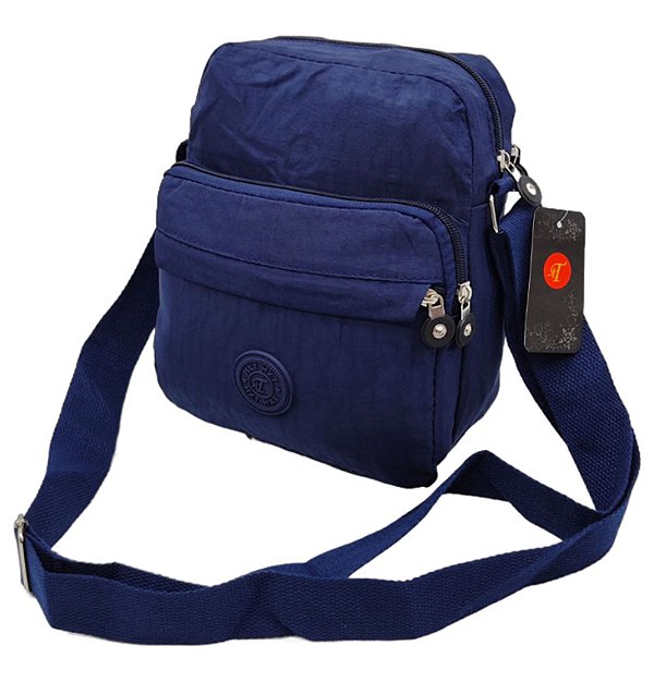 Bolsa Feminina Transversal Média Em Nylon Tactel Resinado Ref. 4436