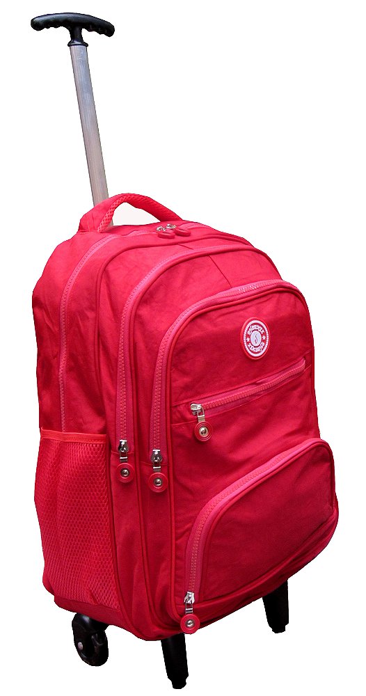 Mochila Tiracolo Feminina Em Nylon Tactel Rsinado Em Diversa Cores Com Carrinho
