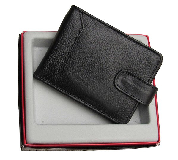 Carteira Masculina Com Fecho Com Proteção Anti Furto Em Couro Legítimo Bravelly Ref. 345