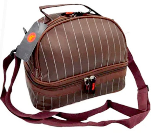 Bolsa Térmica 02 Compartimentos Em Nylon Poliéster Resinado Listrado Resinado Ref. 3345