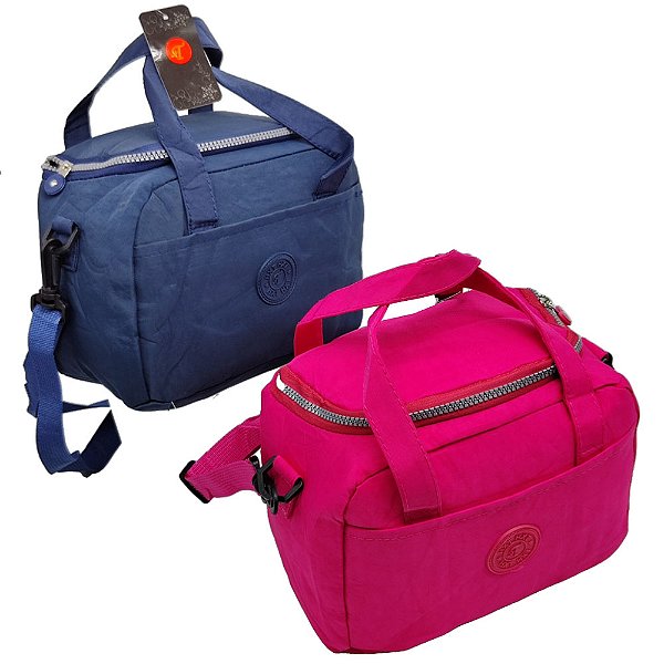 Bolsa Térmica Feminina Com Bolso Frontal Em Nylon Tactel Resinado Em Diversas Cores Ref. 6425