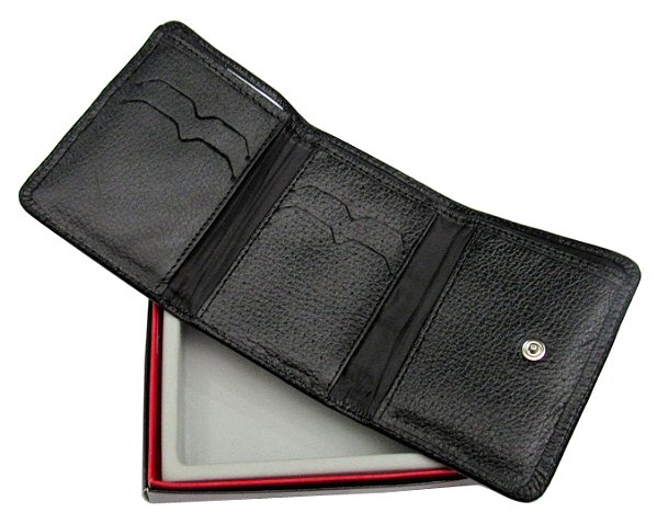 Carteira Unissex Pequena Com Botão de Pressão Em Couro Legítimo Com Proteção Anti Furto Bravelly Ref. 018