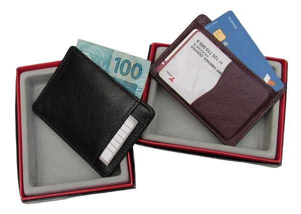Porta Cartão Slim Em Couro Legítimo Ref. 7007