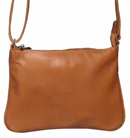 Bolsa Feminina Transversal Com Ziper Frontal em Couro 100% Legítimo Bellcabana