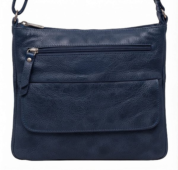 Bolsa Feminina Transversal Com Bolsos Frontais Frontal em Couro 100% Legítimo Bellcabana