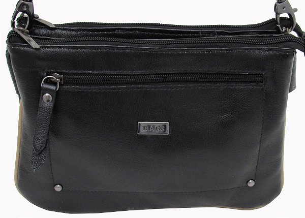Bolsa Feminina Transversal Com 03 divisões Com Ziper Frontal em Couro 100% Legítimo Ref. 570