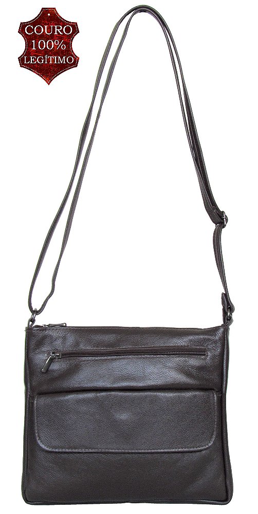 Bolsa Feminina Transversal Com Tampa Frontal Frontal em Couro 100% Legítimo Ref. 568