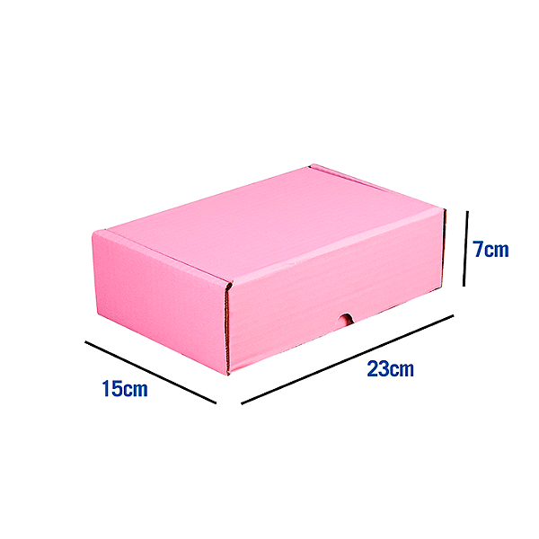 Caixa de Papelão Rosa Média - 23 x 15 x 7