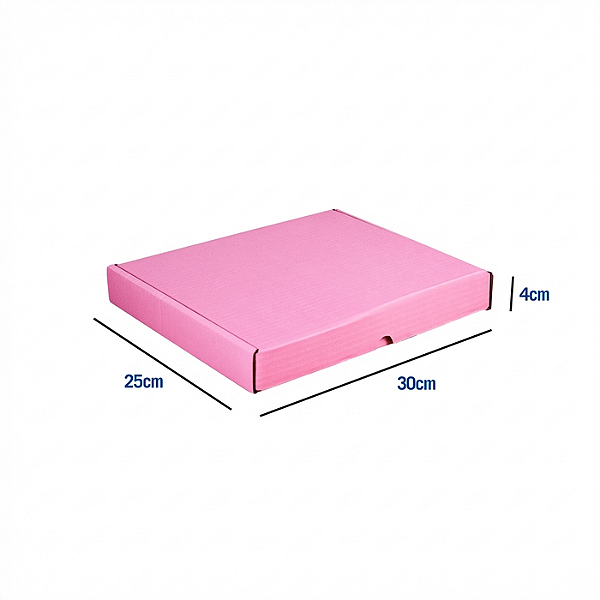Caixa de Papelão Rosa Grande - 30 x 25 x 4
