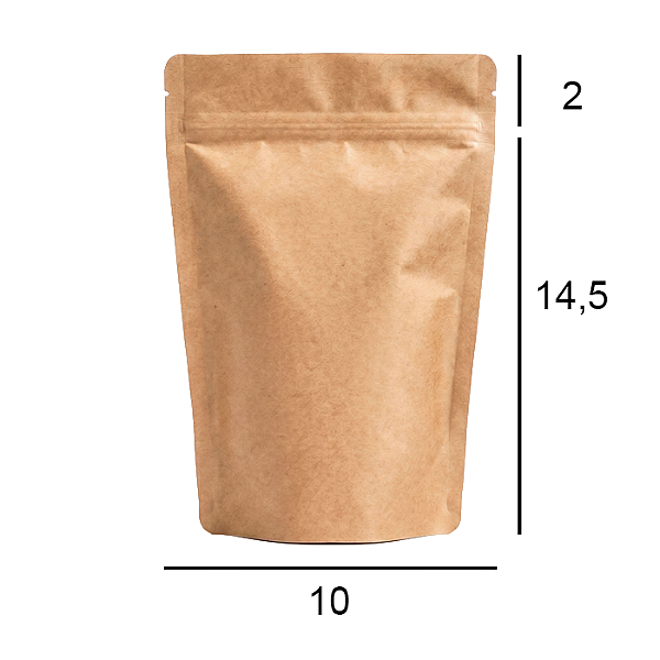 Saco Kraft Stand Up Pouch - Fecho Zip - 10 x 14.5