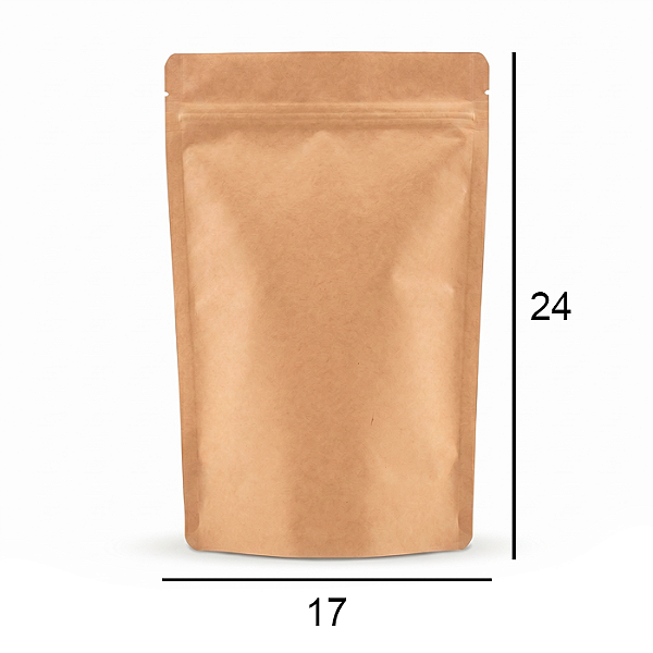 Saco Kraft Stand Up Pouch - Fecho Zip - 17 x 24