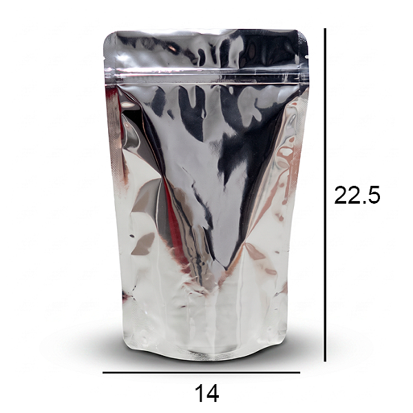 Saco Stand Up Pouch Metalizado - Fecho Zip - 14 x 22.5