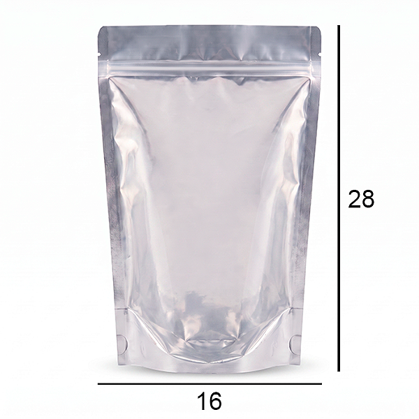 Saco Stand Up Pouch Metalizado com Frente Transparente - Fecho Zip - 16 x 28