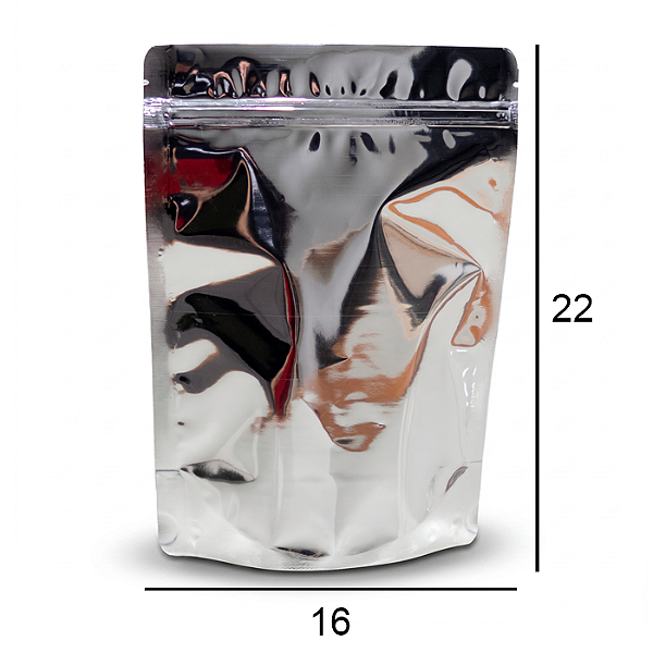 Saco Stand Up Pouch Metalizado - Fecho Zip - 16 x 22