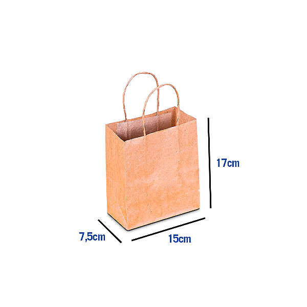 Sacola de Papel Kraft - Mini - 15 x 7,5 x 17 cm